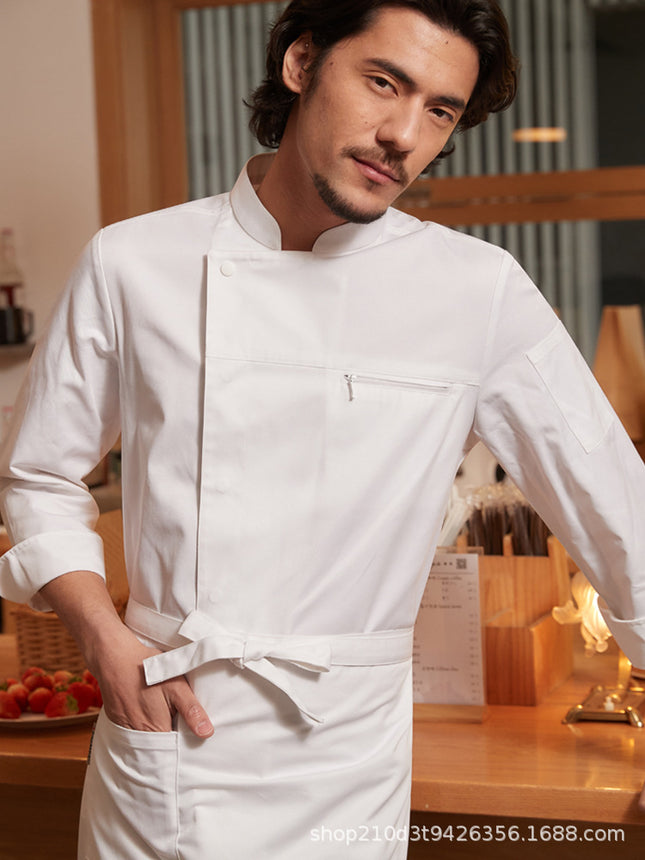 Chef Workwear Long-Sleeve Set for Hotels, Restaurants, and Kitchens, Moisture-Wicking and Sweat-Wicking