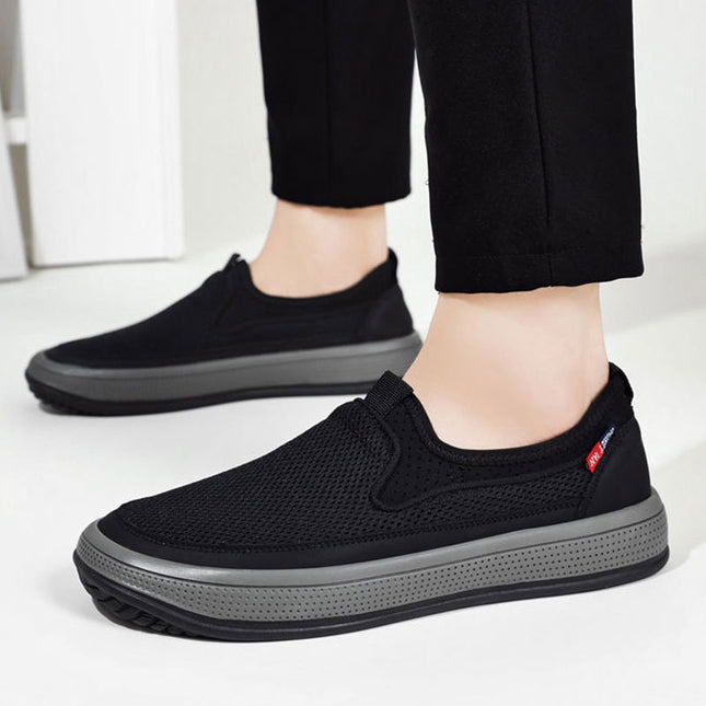 Old Beijing Cloth Shoes Men's Summer New Cloth Shoes Breathable Deodorant Mesh Men's Mesh Shoes Casual Middle-Aged and Elderly Dad Shoes