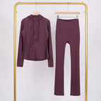Eggplant purple hooded jacket and bell bottoms suit / 10/XXL