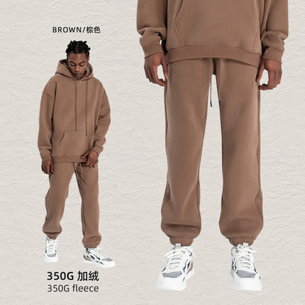 Kite Men's Clothing Factory Autumn and Winter Heavy Velvet Sweatshirt Men's Cross-Border American Street Fashion Loose Sweatshirt Pants Suit Men