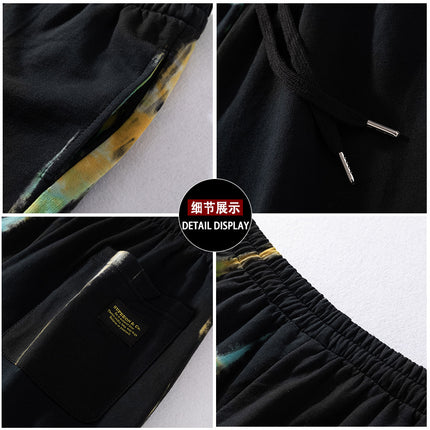 New Summer Sports Shorts Men's Tie-dyed Pure Cotton Loose Tooling Shorts Men's and Women's Trendy Casual Pants Trendy Brand