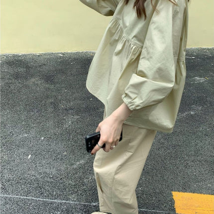 Kamakura Notes Japanese-Style Lantern Pants Workwear Casual Lazy Style Loose Cropped Pants Japanese and Korean Casual Style