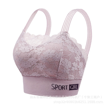 New Sexy French Style Lace Bra Beautiful Back Anti-Light Breathable Non-Steel Ring Gather-up Underwear Women's Vest Bra