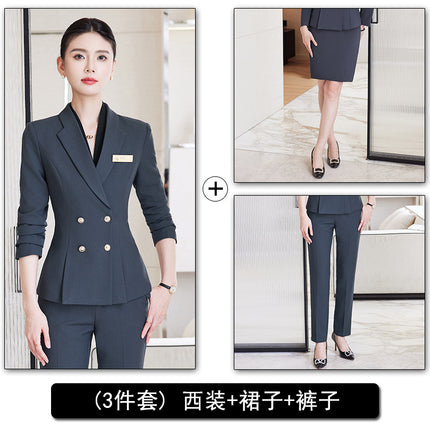 Autumn and Winter Professional Small Suit Suit, Feminine Formal Suit Two-Piece Suit, Beautician Front Desk Work Clothes