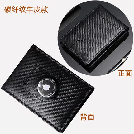 European and American New airtag Positioning Tracker Leather Wallet Push Card Holder US Dollar Wallet Multi-function Card Holder