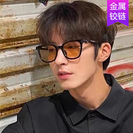 Rice Nail Square Sunglasses 2022 New Simple Sunglasses Brown Yellow Trendy Retro Sunglasses for Men and Women Internet Celebrity
