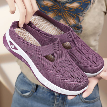 Women's Half-Slip-On Shoes All-Match Casual Shoes Cross-Border Breathable Baotou Slippers Slip-on Lazy Shoes Mesh Soft-Sole Shoes for Women