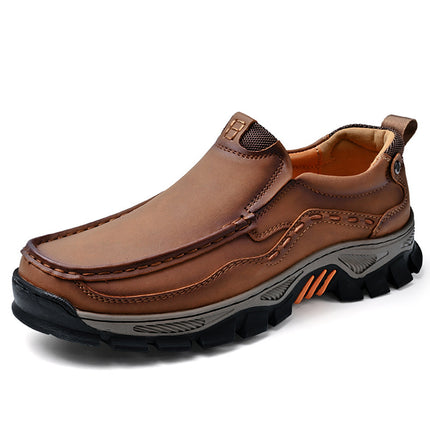 Cross-border plus size men's shoes autumn retro breathable wear-resistant big head leather shoes outdoor low-top sports leisure tooling shoes