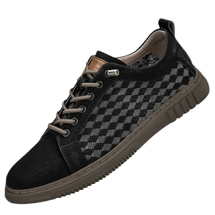 Summer Men's Hollow Board Shoes Fashionable Shallow Mouth Breathable Fly Woven Sneakers Flat Mesh Casual Thin Mesh Men's Shoes