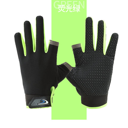 Exposed Two-Finger Fishing Gloves Men's Outdoor Sunscreen Non-Slip Cycling Luya Breathable Touch Screen Thin Sports Cycling Gloves