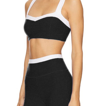 New Cross-Border European and American Fashion Contrasting Color Sports Yoga Clothing Sports Fitness Yoga Suit with Removable Chest Pad