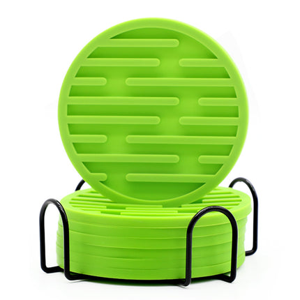 Silicone Coaster 10cm Round Heat Insulation Mat Marble Coffee Coaster Mat Anti-Perm Mat Set Storage Striped Drain