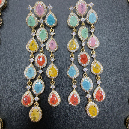 Water Drop Shape Full of Zirconia, Ladylike Temperament, High-End, Light Luxury and Heavy-Duty Women's Necklace Set