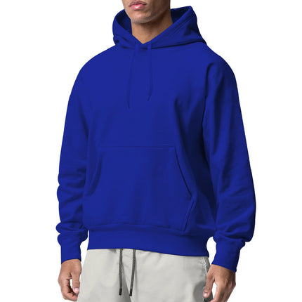 2025 New Cross-Border European and American Men's Sports Pure Color Fleece Sweatshirt Men's Export Wholesale Hoodie