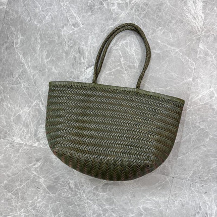 Dragon Same Style Woven French Cowhide Vegetable Basket Bag Hot Selling Genuine Leather Handbag Women's Large Capacity Vintage Women's Bag