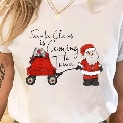 Wholesale ladies blouse supply Christmas happy fashion cartoon bottoming shirt clothes