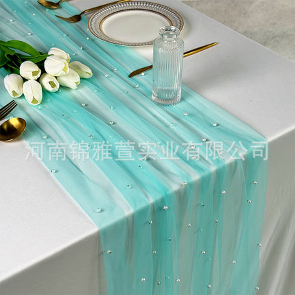 Amazon Pearl Tulle Lace Table Runner Wedding Party Outdoor Decoration Tablecloth Amazon Manufacturer Supply
