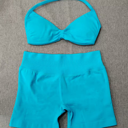 suit DF Amazon Explosions Shorts Small Bra High Elastic Superfine Extinction Nylon Hanging Neck Beauty Back Sports Vest