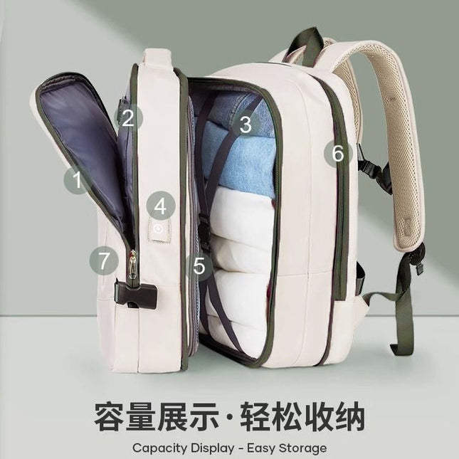 Expandable Travel Backpack, Large-Capacity Backpack, Women's Business Trip Mountaineering Bag, Men's High-End Business Computer Bag