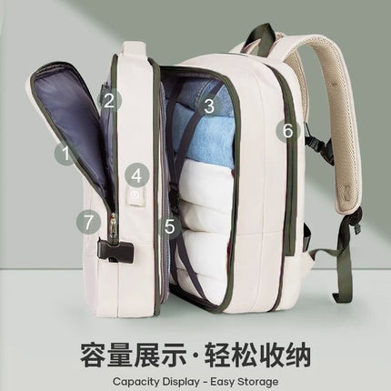Expandable Travel Backpack, Large-Capacity Backpack, Women's Business Trip Mountaineering Bag, Men's High-End Business Computer Bag