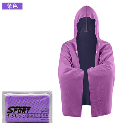 Outdoor sports cold sunscreen cloak large quick-drying hooded beach bath towel absorbent sunshade shawl cold towel