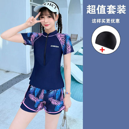 2025 New Sports Swimsuit for Women, Plus Size, Fat Mm, Split Body, Covering Belly, Slimming Look 100kg Swimsuit, Quick Drying