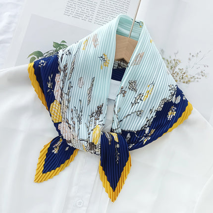 New wrinkled small square scarf female Korean imitation silk printed wrinkled small scarf Joker scarf decorative scarf wholesale