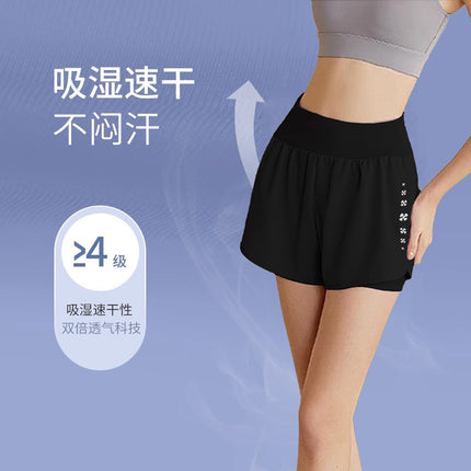 Summer new sports shorts women's fitness anti-light fitness pants high waist abdomen fake two yoga pants wholesale