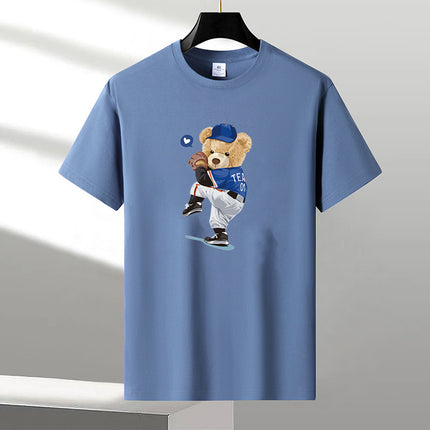 Pure Cotton Short-sleeved T-shirt Men's Loose Round Neck Summer Thin Top Clothes Loose Casual plus size Fatty Base Shirt