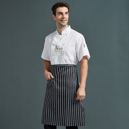 Chef Work Clothes Long-Sleeved Autumn and Winter Suit Men's Hotel Kitchen Clothes Large Size Catering Canteen Chef Clothes Short-Sleeved