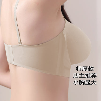 New Arrival Exterior Enlarged Underwear Women's Traceless Detachable Shoulder Strap Tube Top Small Chest Large Bra with No Steel Ring Front Buckle
