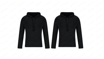 Cross-border men's classic 2-piece combination hooded sweater solid color fleece pullover youth trendy hoodie loose hooded