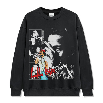 Cross-Border American Retro Hip-Hop Lil Baby Lil Baby Printed Short-Sleeved T-Shirt Heavy Round Neck Hooded Sweatshirt