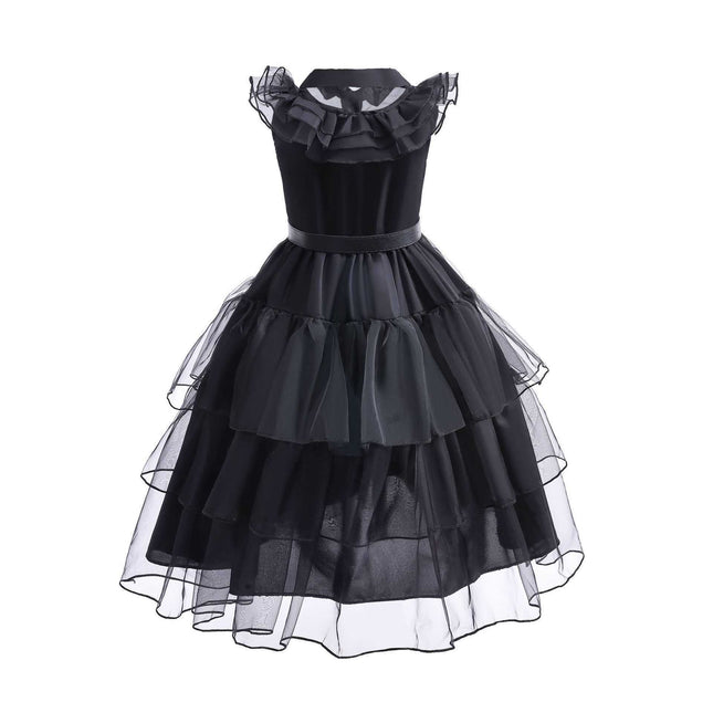 Wednesday Kidsren Girls Mesh Ball Dress American Drama Addams Cosplay Anime Costume Dress