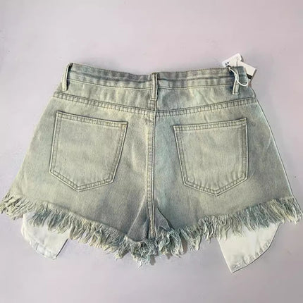 New high waist Korean style light color nostalgic washed jeans slimming frayed hot pants need to be ordered