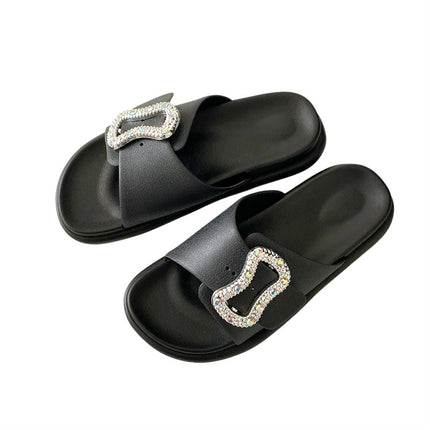 Women's Outer Wear Slippers 2025 New High-End Boken Casual Half-Slip Buckle Home Non-Slip Flat Slippers