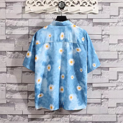 Summer Shirt Short-sleeved Shorts suit Men's Casual Two-piece Set Seaside Beach Couple Vacation Fat Handsome Set