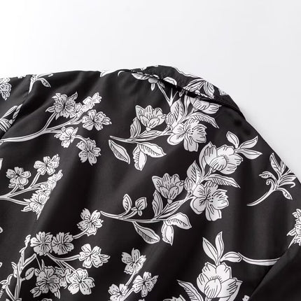 Summer Men's Loose Half Sleeve Floral Shirt Hong Kong Style Artistic Popular All-match Casual New Fashion Top for Teenagers
