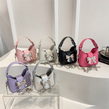 New Bow Handbag Stylish Fashionable Shoulder Bag Casual Personality Sweet Cool Small Bag Mini Lipstick Chain Bag