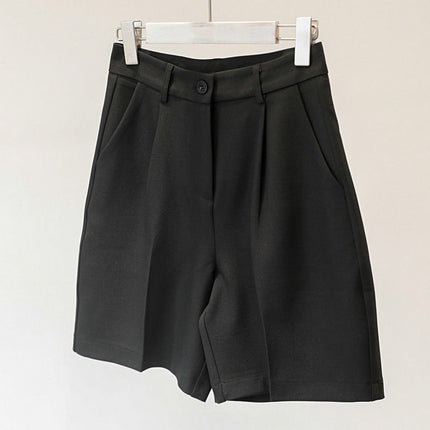 Plus-Size 150kg Casual Suit Shorts for Women, Summer Korean Version, Loose and Slimming High-Waisted Knee-Length Straight Shorts