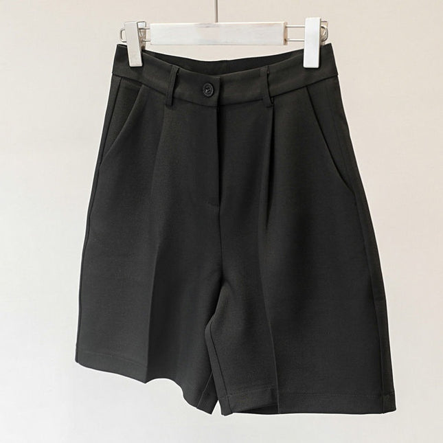Plus-Size 150kg Casual Suit Shorts for Women, Summer Korean Version, Loose and Slimming High-Waisted Knee-Length Straight Shorts