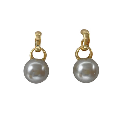 Cross-Border Hong Kong Style Retro Pearl Simple Earrings Light Luxury High-End Fashion Women's Earrings Round Bead Earrings