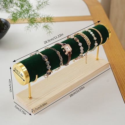 Golden Three-layer Jewelry Display Rack Bracelet Rack Iron Jewelry Props Stepped Wooden Base Bracelet Stand Stall