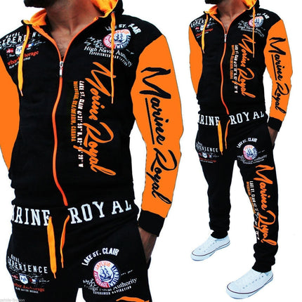 Foreign trade cross-border men's fashion two-piece hooded sweatshirt and pants hooded sportswear a large number of in stock