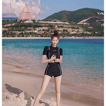 Sunscreen Swimsuit Women's Long Sleeve Jellyfish Diving Suit Snorkeling Split Black Surfing Conservative Sports Student Swimsuit