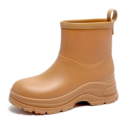 Cross-Border Korean Style Women's Waterproof Anti-Slip Rain Boots with Cotton to Keep Warm and Increase Wear-Resistant Rubber Shoes for Outdoor Camping Rain Boots Foreign Trade