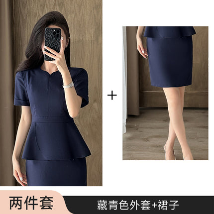 Summer Business Wear Short-sleeved Suit suit Women's Dress Slim-fit Temperament Hotel Front Desk Sales Department Jewelry Store Work Clothes