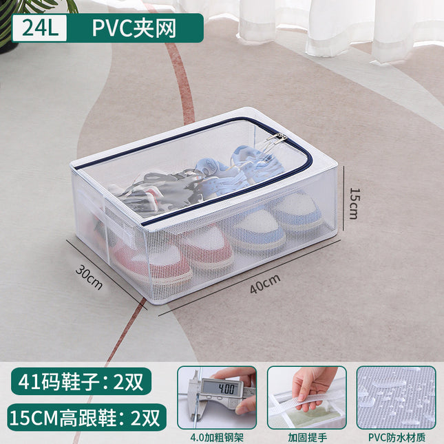 Pvc Bed Storage Box with Thick Steel Frame and Thickeneded Fabric Transparent Storage Box Large Capacity Covered Moisture-Proof Storage Box