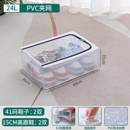 Pvc Bed Storage Box with Thick Steel Frame and Thickeneded Fabric Transparent Storage Box Large Capacity Covered Moisture-Proof Storage Box