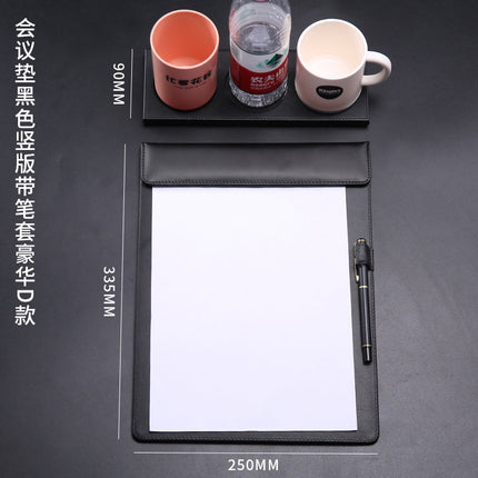 High-End Leather Hotel A4 Writing Board with Magnetic Buckle, Leather Coaster, Folder, Signing Document Board, Can Be Printed with Logo